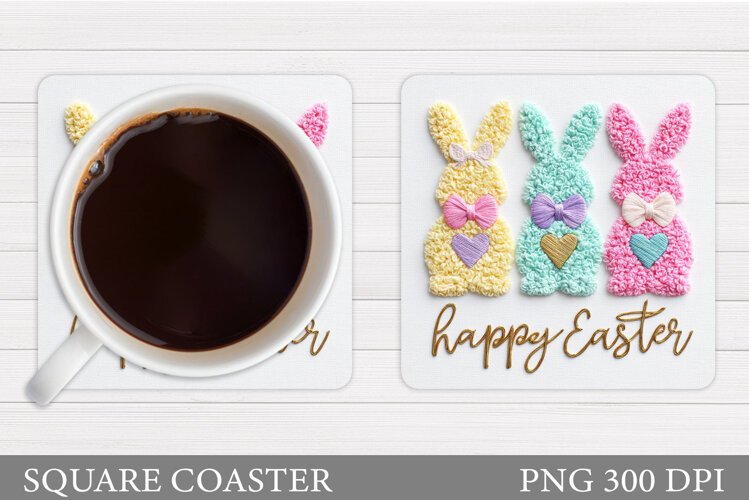 Easter Bunny Coaster Design. Easter Coaster Sublimation example image 1
