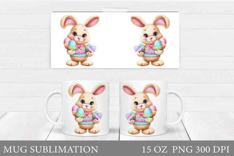 Easter Bunny Mug Design. Easter Mug Wrap Sublimation