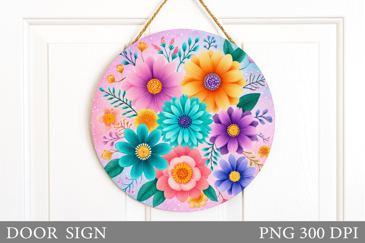 Flowers Door Sign Design. Floral Door Sign Sublimation