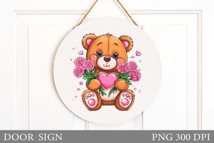 Valentines Bear Door Sign. Valentines Door Sign Sublimation