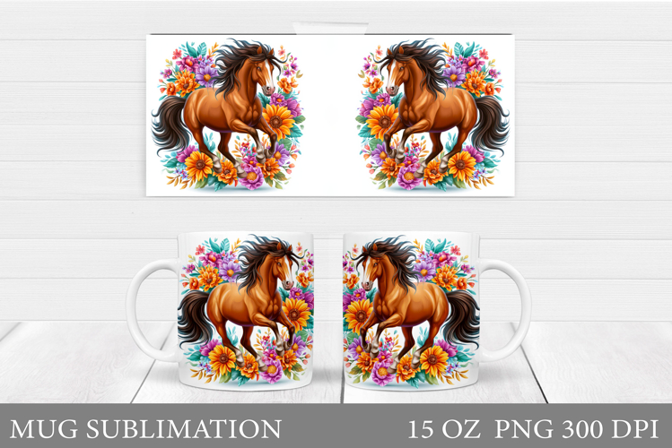 Horse Mug Wrap Sublimation. Horse Mug Design