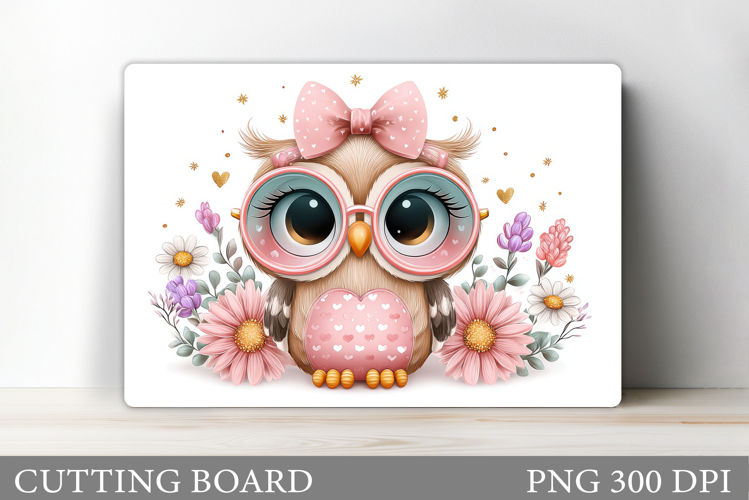 Cute Owl Cutting Board. Owl Flowers Kitchen Cutting Board