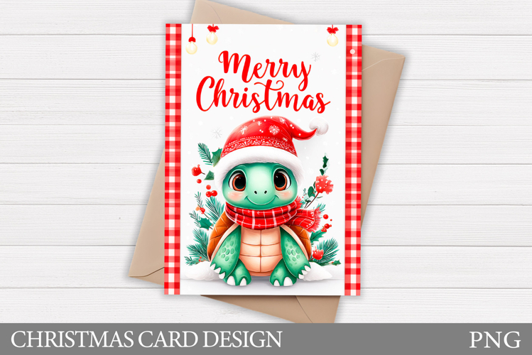 Christmas Turtle Card Design. Christmas Card Printable