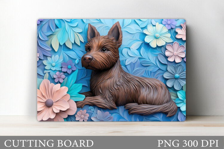 Cute Dog Cutting Board Design. Dog Flowers Cutting Board example image 1
