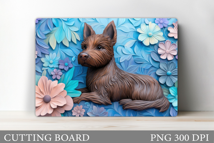 Cute Dog Cutting Board Design. Dog Flowers Cutting Board