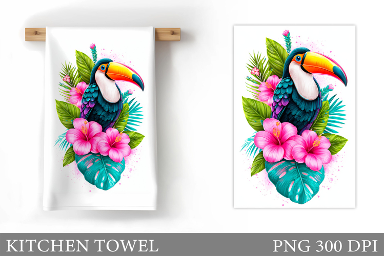 Toucan Kitchen Towel. Tropical Kitchen Towel Sublimation