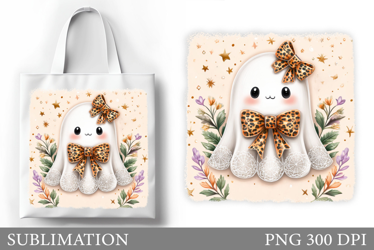 Cute Ghost Tote Bag Design. Cute Ghost Sublimation