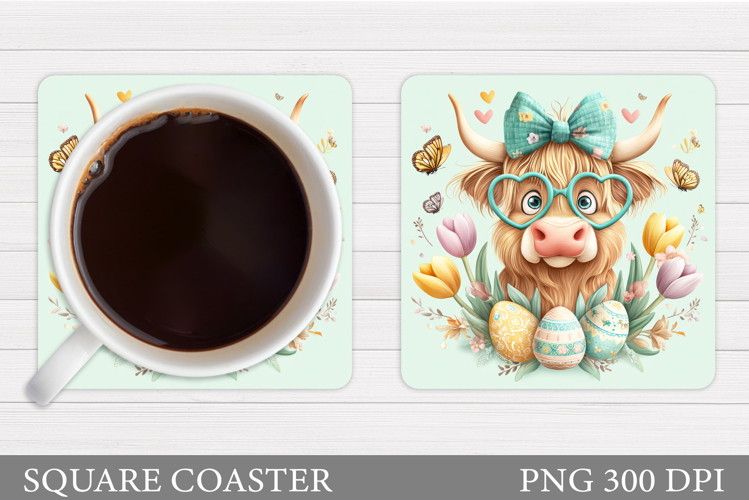 Easter Cow Coaster Design. Easter Coaster Sublimation