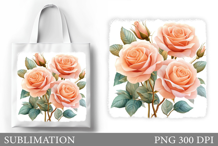 Roses Tote Bag Design. Flowers Roses Sublimation example image 1