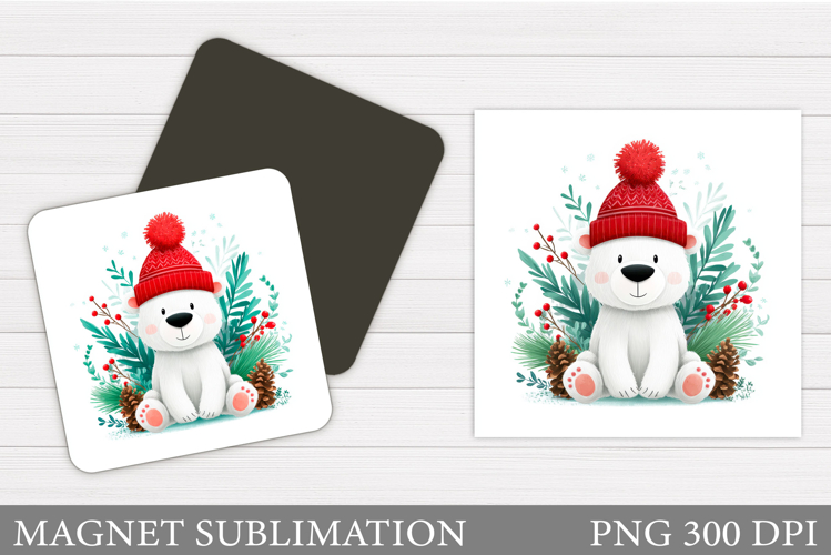 Polar Bear Magnet Design. Christmas Magnet Sublimation