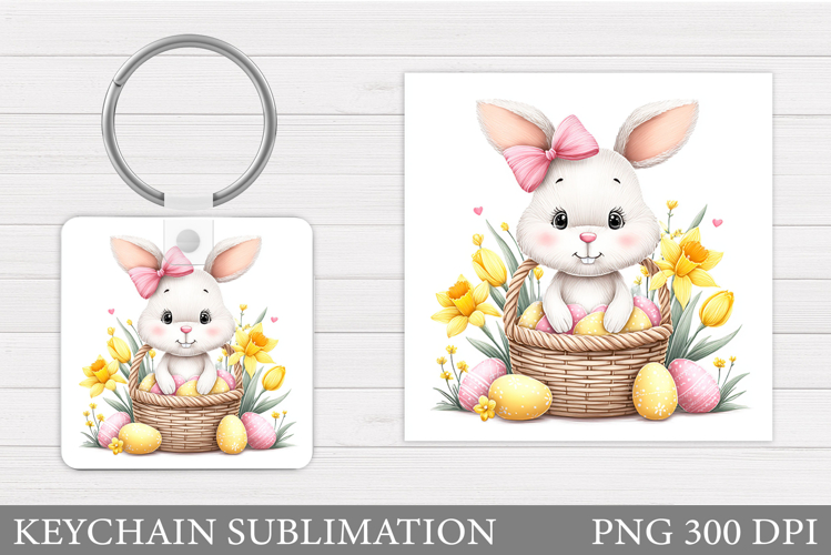 Easter Bunny Keychain Design. Easter Keychain Sublimation
