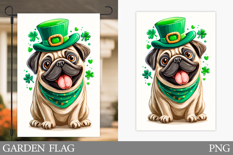 St Patrick Dog Garden Flag. St Patrick Garden Flag Design