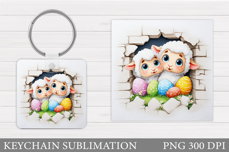 Easter Lamb Keychain Sublimation. Easter Keychain Design