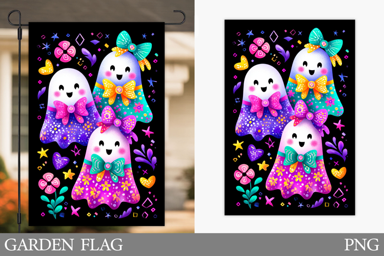 Cute Ghost Garden Flag. Halloween Garden Flag Design