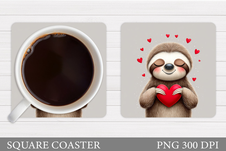 Valentines Sloth Coaster Design. Valentines Sloth Coaster