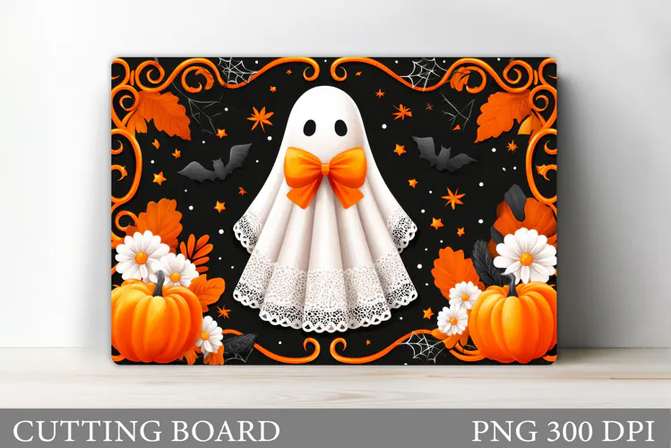 Cute Ghost Cutting Board Design. Halloween Cutting Board