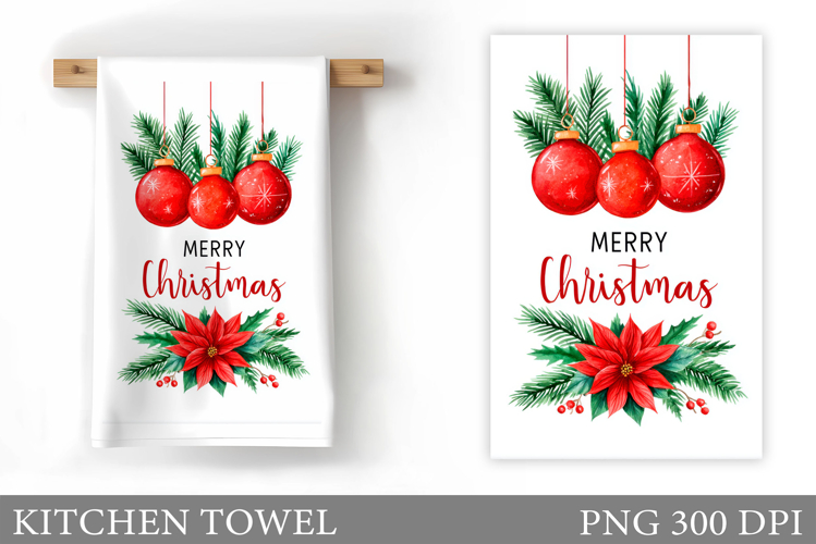 Christmas Kitchen Towel Design. Merry Christmas Sublimation