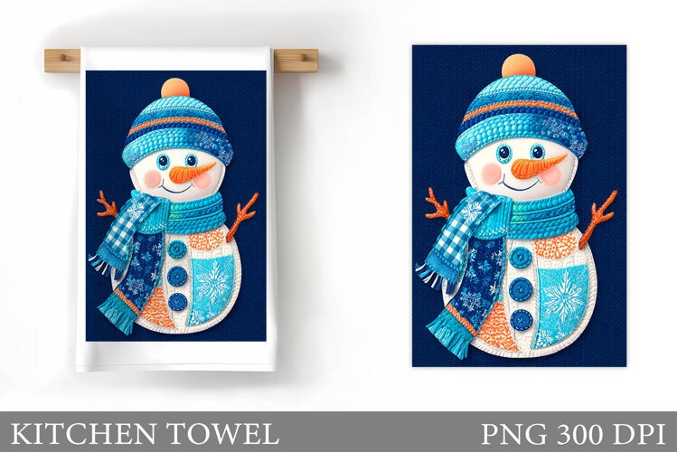 Snowman Kitchen Towel Design. Christmas Kitchen Towel example image 1
