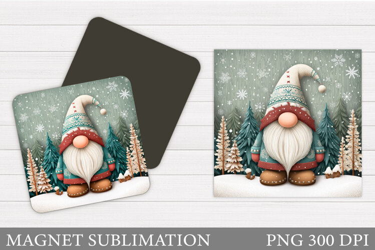 Christmas Gnome Magnet. Christmas Magnet Sublimation example image 1