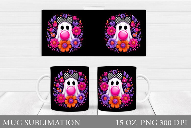 Ghost Mug Sublimation. Halloween Mug Design example image 1