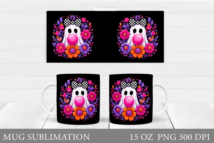 Ghost Mug Sublimation. Halloween Mug Design