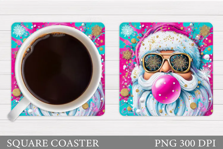 Santa Coaster Sublimation. Santa Claus Coaster Design