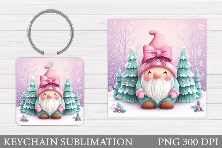 Christmas Gnome Keychain. Christmas Keychain Sublimation example image 1