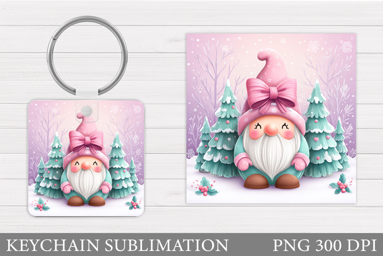 Christmas Gnome Keychain. Christmas Keychain Sublimation