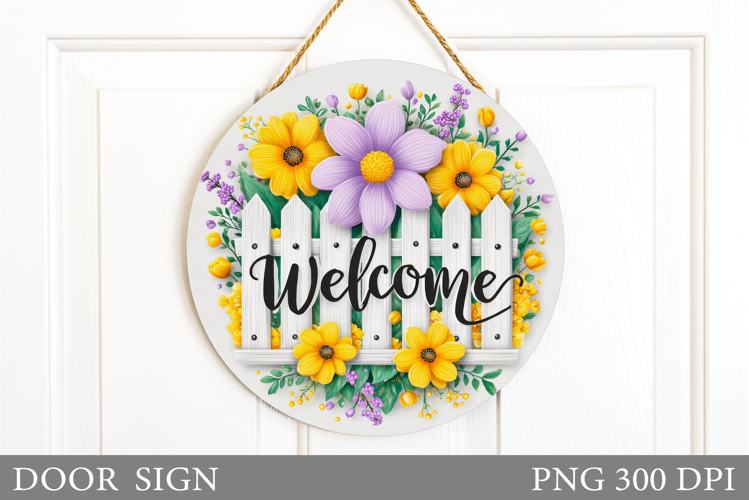 Flowers Door Sign Design. Floral Door Sign Sublimation