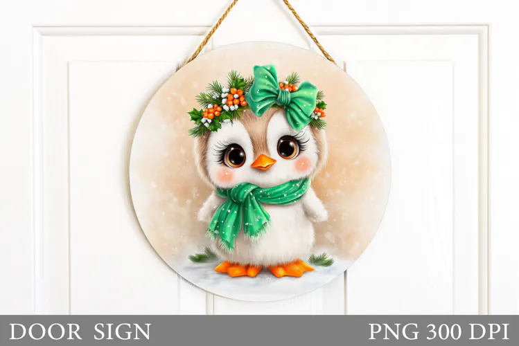 Christmas Penguin Door Sign. Christmas Door Sign Design