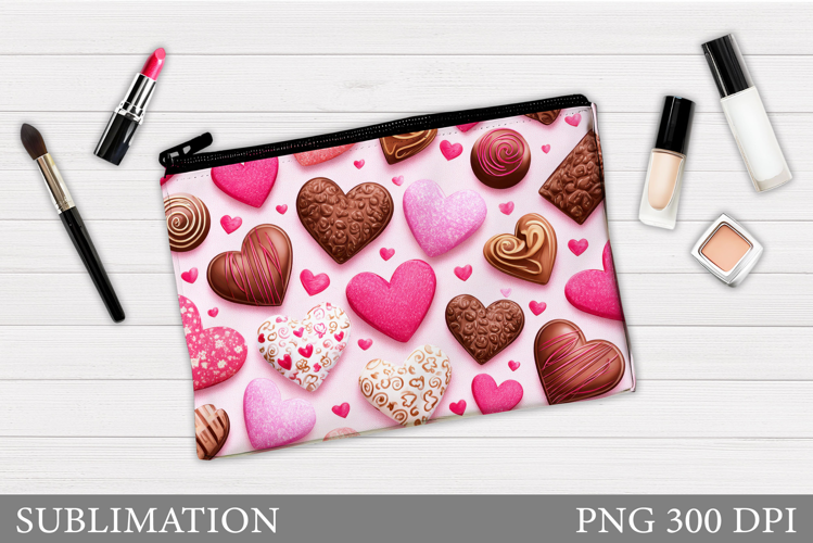 Hearts Cosmetics Bag. Valentines Makeup Bag Design