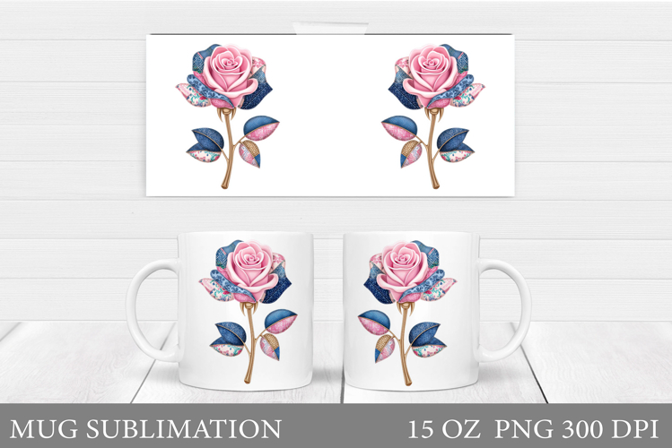 Roses Mug Wrap Design. Flowers Mug Sublimation