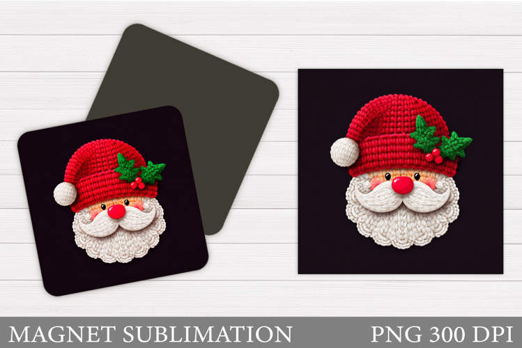Crochet Santa Claus Magnet. Christmas Magnet Sublimation