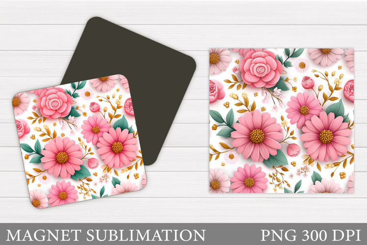 Flowers Square Magnet Design. Flowers Magnet Sublimation