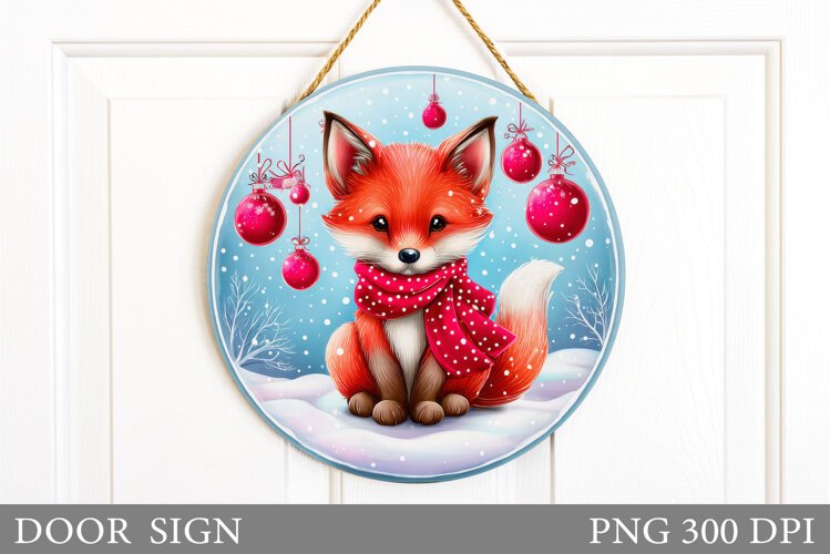 Fall Fox Door Sign Sublimation. Fall Door Sign Design example image 1
