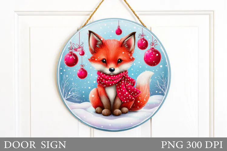 Fall Fox Door Sign Sublimation. Fall Door Sign Design
