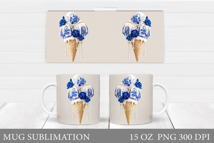Floral Ice Cream Mug Design. Summer Mug Sublimation