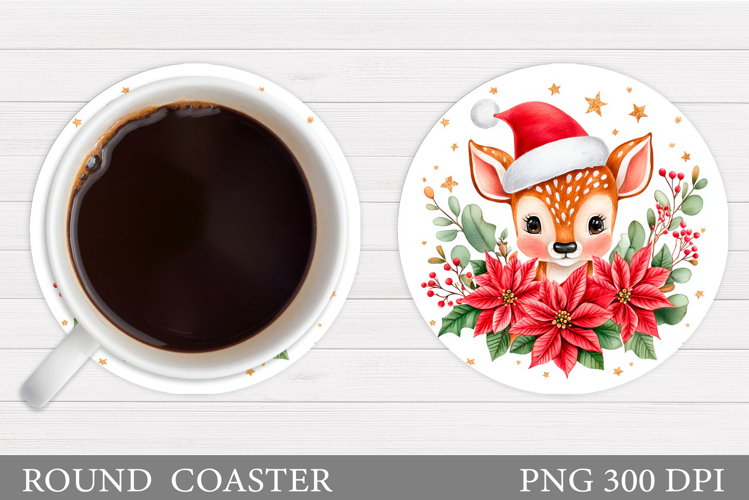Christmas Deer Coaster Design. Christmas Coaster Sublimation