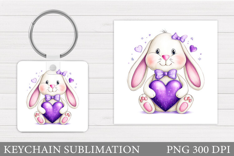 Cute Bunny Keychain Design. Valentines Bunny Keychain example image 1