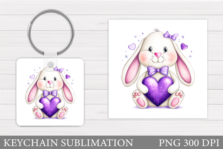 Cute Bunny Keychain Design. Valentines Bunny Keychain
