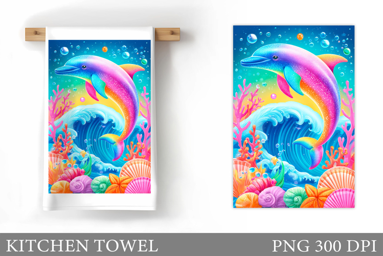 Dolphin Kitchen Towel. Sea Kitchen Towel Design