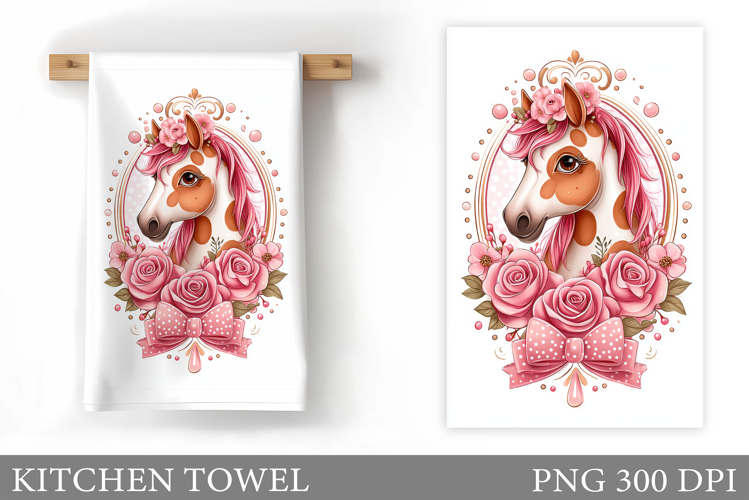 Horse Kitchen Towel Design. Cute Horse Sublimation