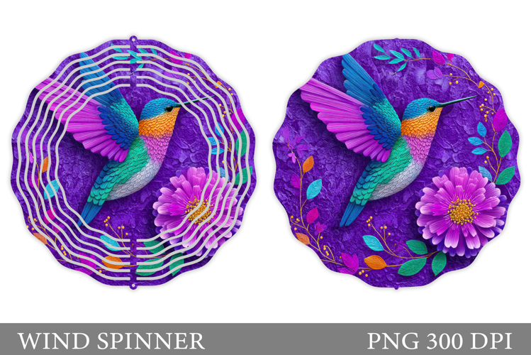 Hummingbird Wind Spinner. Bird Flowers Wind Spinner Design