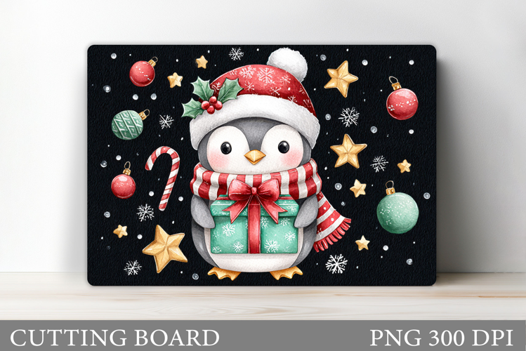 Cute Penguin Cutting Board. Christmas Cutting Board Design