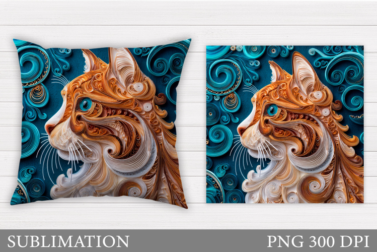 Cat Pillow Design. Cat Flowers Pillow Sublimation