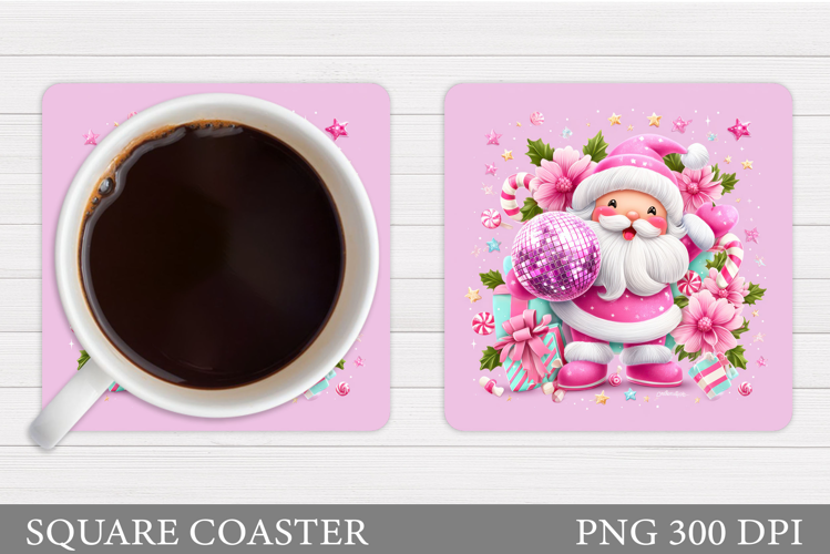 Cute Santa Coaster Sublimation. Santa Claus Coaster Design