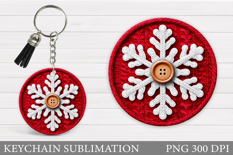 Crochet Snowflake Keychain. Christmas Keychain Sublimation example image 1