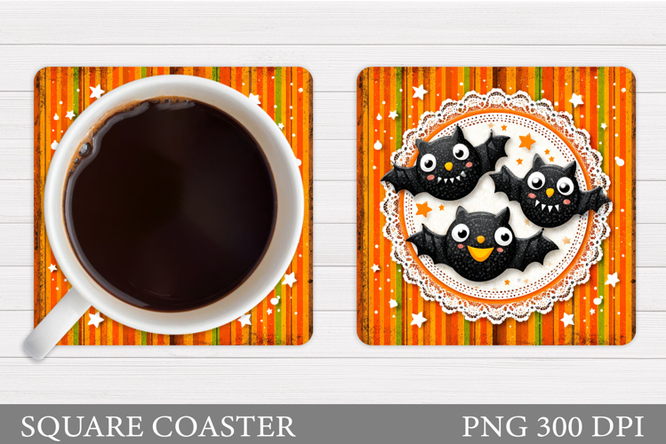 Bat Coaster Sublimation. Halloween Coaster Design