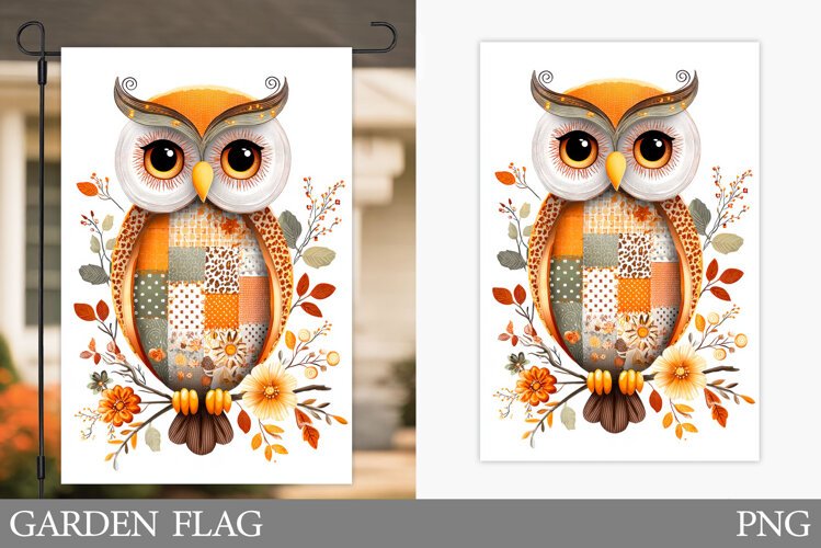Fall Owl Garden Flag Design. Owl Sublimation example image 1