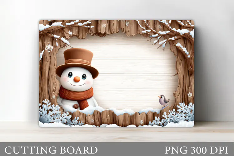 Snowman Cutting Board Design. Christmas Cutting Board